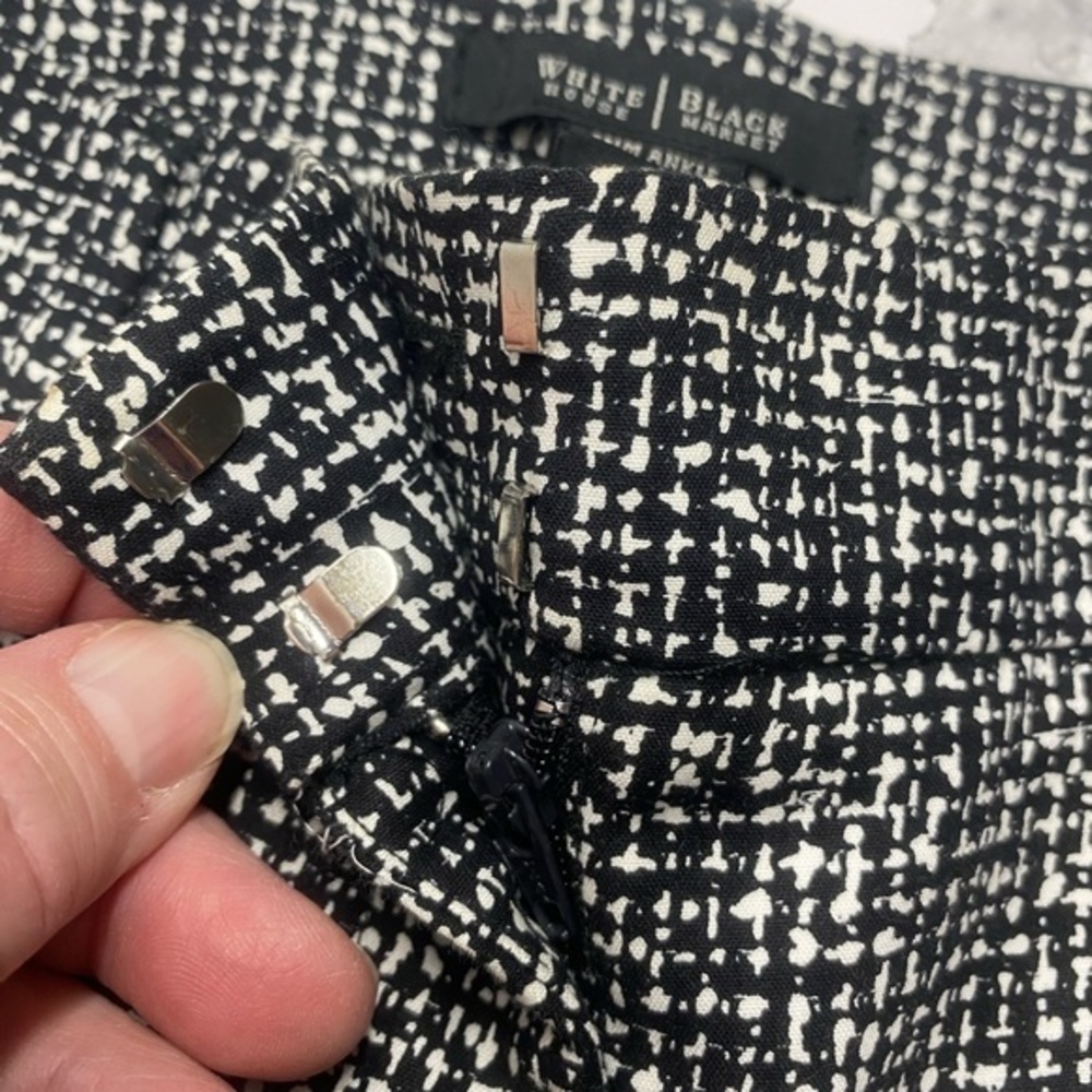 White House Black Market The Slim Ankle Pants Black and White Size 00R - Picture 3 of 11